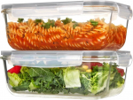 Stikliniai maisto talpyklai, 63 oz, orohermetiniai, BPA beveik, pilka, 2 vnt