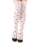 QUEEN OF HEARTS THIGH HIGHS WITH WHITE SATIN BOW 70 DEN