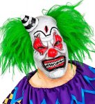 KILLER CLOWN HALF FACE MASK WITH HAIR & MINI HAT