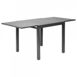 Lauko valgomojo stalas, 80-160x80x75 cm, tamsiai pilkas, metalas, i&scaron;skleidžiamas