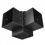 Pergolos laikiklių rinkinys, 3 krypčių kampinis laikiklis 142x142 mm, juoda, plienas
