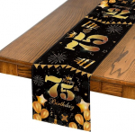 Eleganti&scaron;kas Stalo Takelis 75-Ajam Gimtadieniui Artoid Mode Juoda Auksinė 40X140 Cm