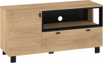 Meblocross Vegas TV staliukas, ąžuolas/juoda, 120&times;60&times;42 cm