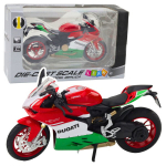 Metalinis sportinio motociklo modelis su &scaron;viesos ir garso efektais, 1:12, raudonas/žalias