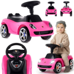 Vaiki&scaron;kas paspirtukas automobilis su &scaron;viesomis, lengvas, Porsche Carrera GT, rožinis