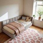 Sofa-lova 140x200 cm, apmu&scaron;ta lova su LED, USB, aksominis audinys, pilka