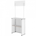 Prekybinė stendo podiumo stalas, 78.5x38x181.5 cm, balta, sulankstoma saugykla