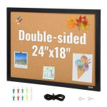 Dvipusė Kam&scaron;tinė Skelbimų Lenta &ndash; 61 x 45.7 cm, Su MDF Rėmu, Skirta Biurui ir Namams