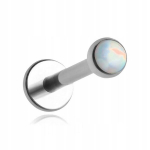 Titano labret auskaras su baltu opalu, sidabro spalvos, 1.2/8/3 mm
