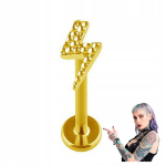 Auksinis titano labret auskaras su žaibu, 1.2/8mm