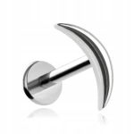Titano labret auskaras, mėnulis, sidabrinis, helix, lobe, conch, 1,2/8