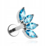 Titano labret auskaras sidabrinis su mėlynais cirkoniais helix 1,2/6