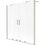 Vonios sienelė Mexen Velar Duo, 160 x 150 cm, Brushed nickel/matinis stiklas