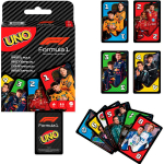 Kortų žaidimas Mattel UNO F1 JMF10 teminė kaladė, speciali &bdquo;Aplenkimo&ldquo; taisyklė, tinkamas visai &scaron;eimai