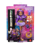 Mados lėlė Monster High Clawdeen Wolf JHK30 violetinis motociklininko &scaron;varkas, kailinis sijonas, augintinis Crescent