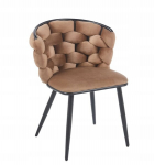 Tvirtas, modernus velveto krėslas K47 cappuccino, juodas rėmas