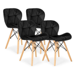 Set of 4 Velvet Dining and Living Room Chairs Black ModernHome, Juodos spalvos
