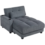 HOMCOM sofa-lova su pagalvėle, putplasčio medžiaga, transformuojama į lovą, su puodelio laikikliu, pilka
