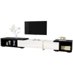 TV spintelė 140-260 cm, sukama, marmuro imitacija, balta, auksinės detalės