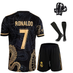 Retro Special Edition Juodasis Drakonas Vaikų Futbolo Aprangos Komplektas Cristiano Ronaldo Madrido Real Mikalay 130-140 Cm Juodas