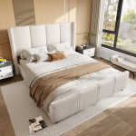Polsterio lova 160x200 cm, moderni, USB, geležinis ir medinis rėmas, pilka