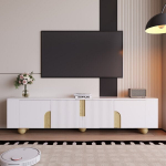 TV spintelė 180 cm, 4 durys, marmuro efektas, balta