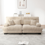 Kampinė sofa i&scaron; &scaron;enilės audinio su pagalvėmis &scaron;viesiai ruda svetainei 1 vnt
