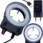Ap&scaron;vietimas MicroBright 144 LED USB RingLight &ndash; Reguliuojamas ry&scaron;kumas 0&ndash;10 W, Tinka 30&ndash;65 mm mikroskopams