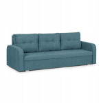 Miegamoji sofa Foller, 3-vietė su miego funkcija, turkio spalvos, i&scaron; patvaraus audinio, su daiktų laikymo vieta