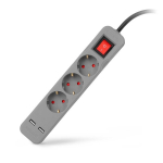 Ilgiklis Entac 3 lizdų +2USB 1.5m 16A su jungikliu, pilkas