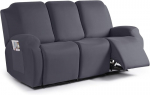 Recliner sofos užvalkalas 3 dalių su ki&scaron;enėmis pilkas 1 rinkinys