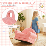 2-in-1 Vaiki&scaron;kas Sulankstomas Sofa su Teddy Fliso Audiniu, Rožinis