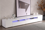 TV spintelė balta, LED ap&scaron;vietimas, 240 cm, 2 dėžės