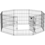 &Scaron;unų voljeras, metalinis, 61 cm, 8 panelių, juodas