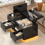 Kilnojamas kavos stalas, LED, 2 stalčiai, 100x45x43cm, 1 vnt