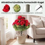 2 raudonų dirbtinių pelargonijų rinkinys su PE kotais ir &scaron;ilko lapais, 2 raudonų dirbtinių pelargonijų rinkinys su PE kotais ir &scaron;ilko lapais