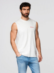 OMBRE vyri&scaron;kas tank topas su kontrastiniu spaudiniu, medvilninis, laisvas kirpimas - Balta