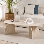Kavos staliukas Melina Travertine, 120x60x40 cm, smėlio spalvos