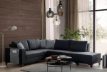 Kampinė sofa-lova Loft, antracito spalvos