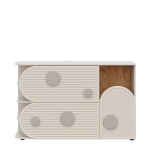 Komoda Mebelbos 1d2s, 133,3x52,2x84,2 cm, smėlio spalvos, kaszmir