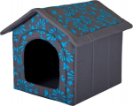 Guolis-būda Hobbydog R4 gėlės, 60x55x60 cm, pilkas/mėlynas
