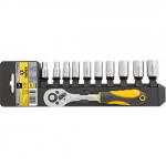 Galvučių rinkinys su terk&scaron;le 1/4 4-13mm TOPEX 38D650