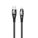 USB kabelis USAMS 'SJ369 - U36' juodas 'Lightning' 200cm (su srovės matavimu)