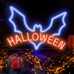 Neon PLEXI LED HALLOWEEN mėlynos spalvos raudonos spalvos NNE17 Neolia