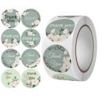 500 vienetų lipdukų ant juostos su užra&scaron;u: &bdquo;Thank You&ldquo;.
