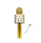 Bluetooth karaoke mikrofonas su LED ap&scaron;vietimu Manta, auksinis
