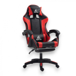 Žaidimų kėdė su atrama kojoms eCarla EC Gaming, juoda/raudona