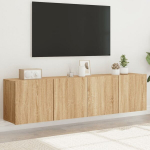 Prie sienos montuojamos tv spintelės, 2vnt., ąžuolo, 80x30x41cm