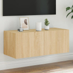 Sieninė tv spintelė su led lemputėmis, ąžuolo, 80x35x31cm