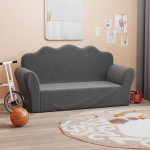 Vaiki&scaron;ka dvivietė sofa, antracito spalvos, mink&scaron;tas pliu&scaron;as